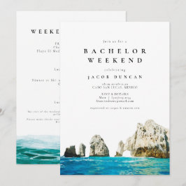 Watercolor Cabo San Lucas Mexiko Tropical Bachelor Inbjudningar