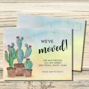 Watercolor Cacti Flytta Meddelande Vykort