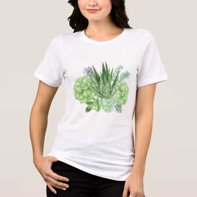 Watercolor Cacti Illustration T Shirt (Framsida)