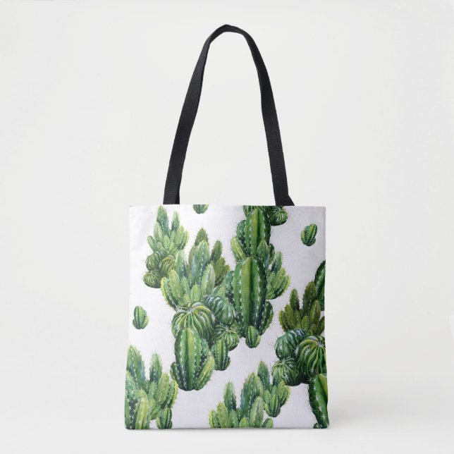 Watercolor Cacti Seamless Illustration Mönster Tygkasse (Framsida)