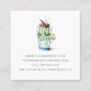 Watercolor Cactus Affärskort Fyrkantigt Visitkort