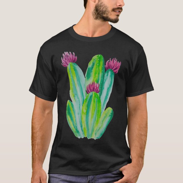 Watercolor Cactus Art T Shirt (Framsida)