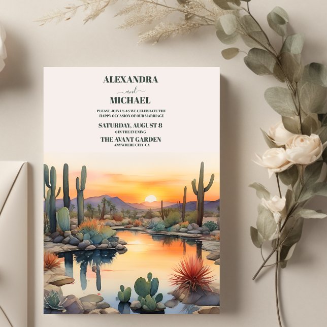 Watercolor Cactus Bröllop, Boho Destination ,Nat Inbjudningar (Skapare uppladdad)