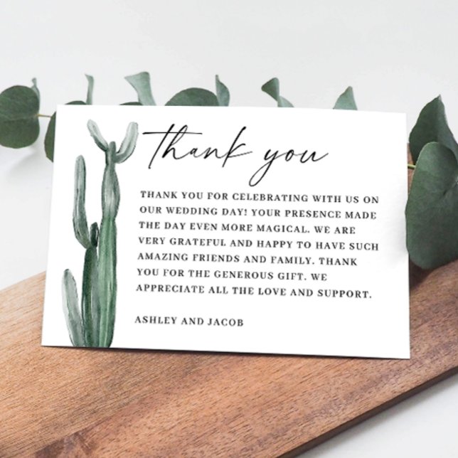 Watercolor Cactus Bröllop | Desert Botanical Tack Kort (Skapare uppladdad)