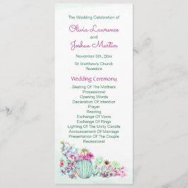 Watercolor Cactus Bröllopsprogram Program