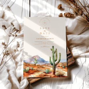 Watercolor Cactus Desert liggande Bröllop Spara Datumet