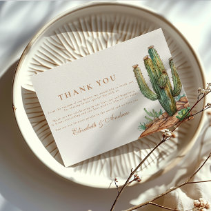 Watercolor Cactus Desert liggande Bröllop Tack Kort