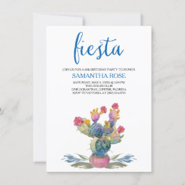 Watercolor Cactus Fiesta 60:e Födelsedagsfesten Inbjudningar