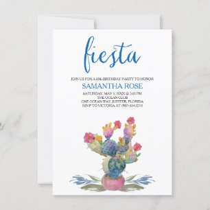 Watercolor Cactus Fiesta 60:e Födelsedagsfesten Inbjudningar