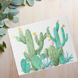 Watercolor Cactus Garden Cacti Desert Southwest Pussel