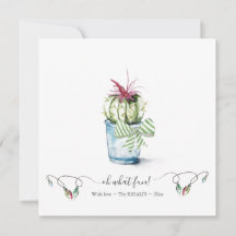 Watercolor Cactus Helgdag Card
