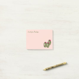 Watercolor Cactus in Bloom med ditt namn Post-it Block