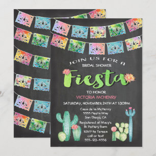 Watercolor Cactus Möhippa Mexican Fiesta Inbjudningar
