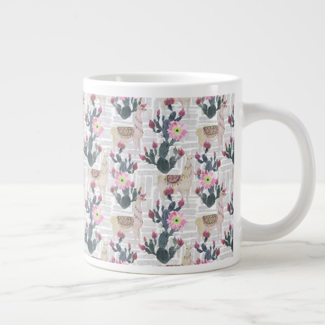 Watercolor Cactus Mönster Jumbo Mugg (Höger)