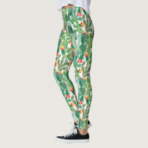 Watercolor Cactus Mönster Leggings
