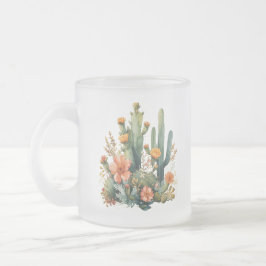 Watercolor Cactus och Succulent Garden Frostad Glasmugg