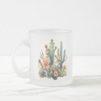 Watercolor Cactus och Succulent Garden Frostad Glasmugg