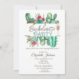 Watercolor Cactus Polka dots Bachelorette Inbjudningar