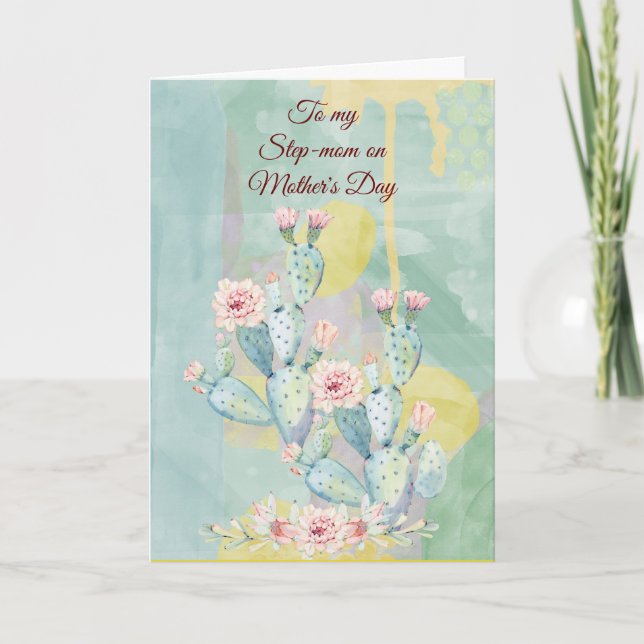 Watercolor Cactus Steg-mamma Kort (Framsida)