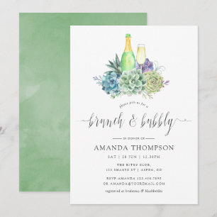 Watercolor Cactus Succulents Brunch och Bubly Inbjudningar
