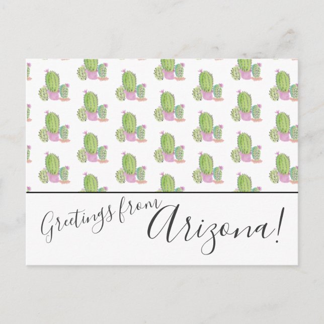 Watercolor Cactus Vi Flyttat Arizona Post Cards Vykort (Framsida)