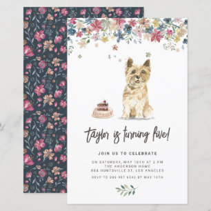 Watercolor Cairn Terrier Hund Birthday-inbjudan