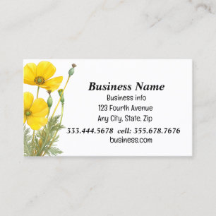 Watercolor California Poppy Garden State Flower Visitkort