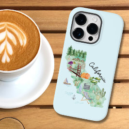 Watercolor California State Art Karta