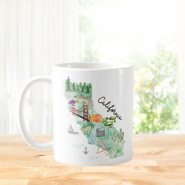 Watercolor California State Art Karta Kaffemugg