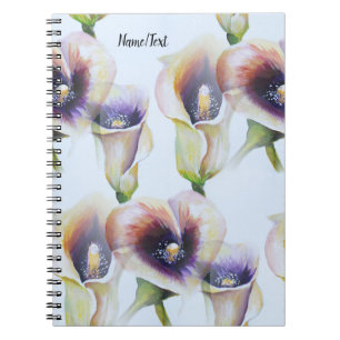 Watercolor Calla Lilies i Gradient Färg Anteckningsbok