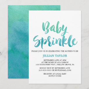 Watercolor Calligraphy Baby Sprinkle Inbjudningar