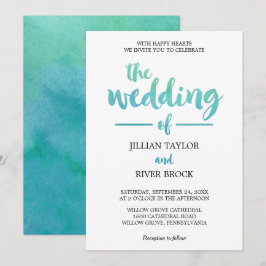 Watercolor Calligraphy Destination Beach Wedding Inbjudningar