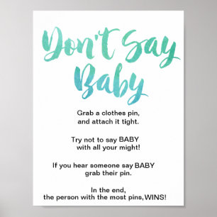 Watercolor Calligraphy Säg inte Baby-tecken Poster