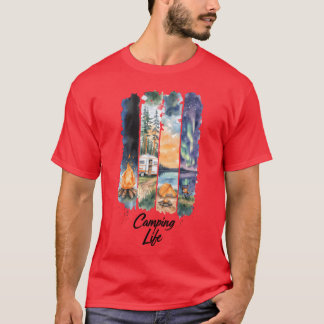 Watercolor Camping Nature Scene family T Shirt