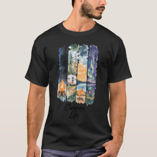Watercolor Camping Nature Scene family T Shirt