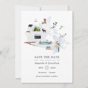 Watercolor Canada Destination Wedding Spara Datumet