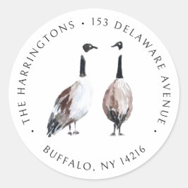 Watercolor Canada Geese Hand Drawn Returadress Runt Klistermärke
