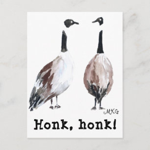 Watercolor Canada Geese Honk Honk Vykort