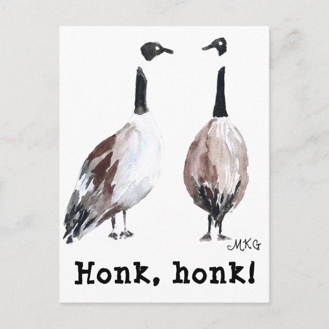 Watercolor Canada Geese Honk Honk Vykort (Framsida)