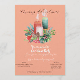 Watercolor Candlelight Christmas invitation Card Inbjudningar