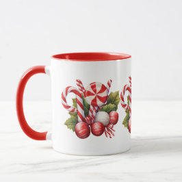 Watercolor candy cane jul mugg
