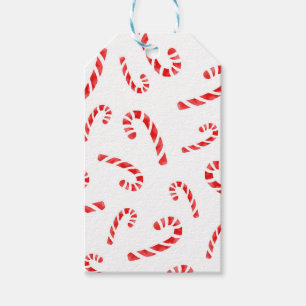 Watercolor Candy cane Mönster Presentetikett
