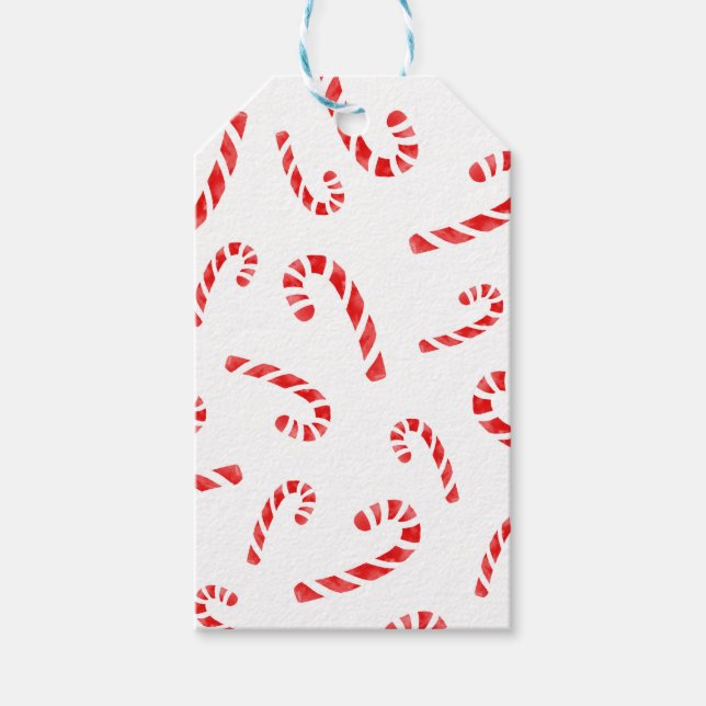 Watercolor Candy cane Mönster Presentetikett (Framsidan)