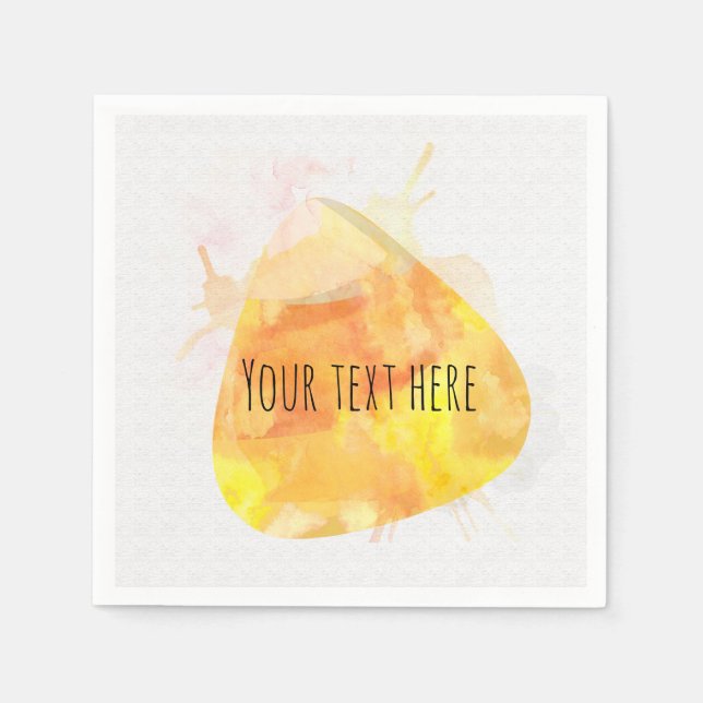 Watercolor Candy Corn Halloween-firande Pappersservett (Framsidan)