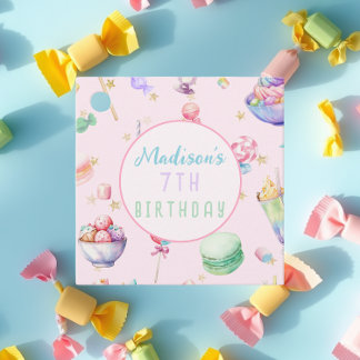 Watercolor Candy Wonderland Pastel Födelsedagsfest Gåvor Etiketter