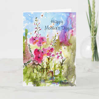 Watercolor Card för Blommigt i Lycklig Mors dag Kort