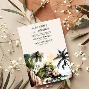 Watercolor Carraibabe Destination Wedding Inbjudningar