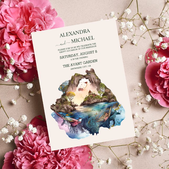 Watercolor Carraibabe Destination Wedding Invati Inbjudningar (Skapare uppladdad)