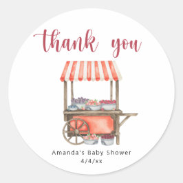 Watercolor Cart Berries Baby shower Thank you Runt Klistermärke