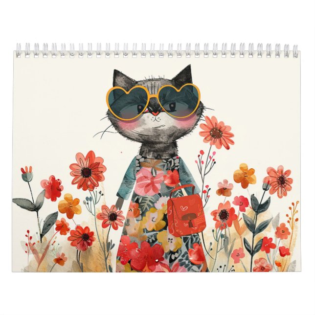 Watercolor Cat Illustrations Whimsical Feline  Kalender (Omslag)